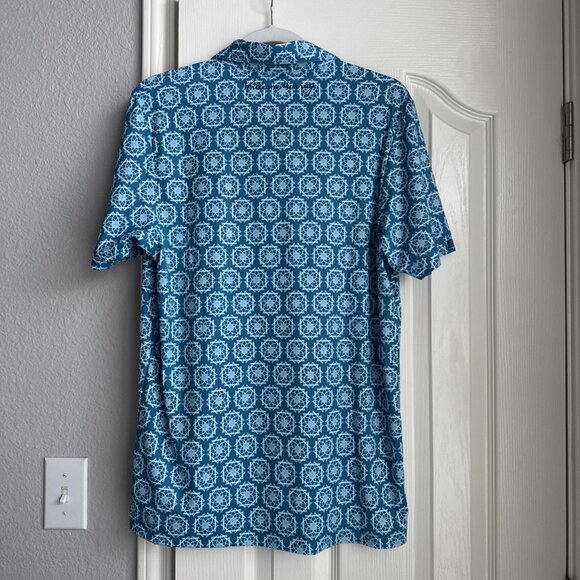 WILLIAM MURRAY Turquoise Green Blue Sandy Tiles Golf Polo Shirt Size Small - Picture 6 of 7